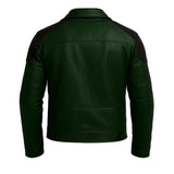 Asymmetrical Dark Green Cafe Racer Jacket Asymmetrical Dark Green Cafe Racer Jacket