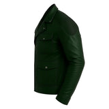 Asymmetrical Dark Green Cafe Racer Jacket Asymmetrical Dark Green Cafe Racer Jacket