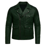 Asymmetrical Dark Green Cafe Racer Jacket Asymmetrical Dark Green Cafe Racer Jacket