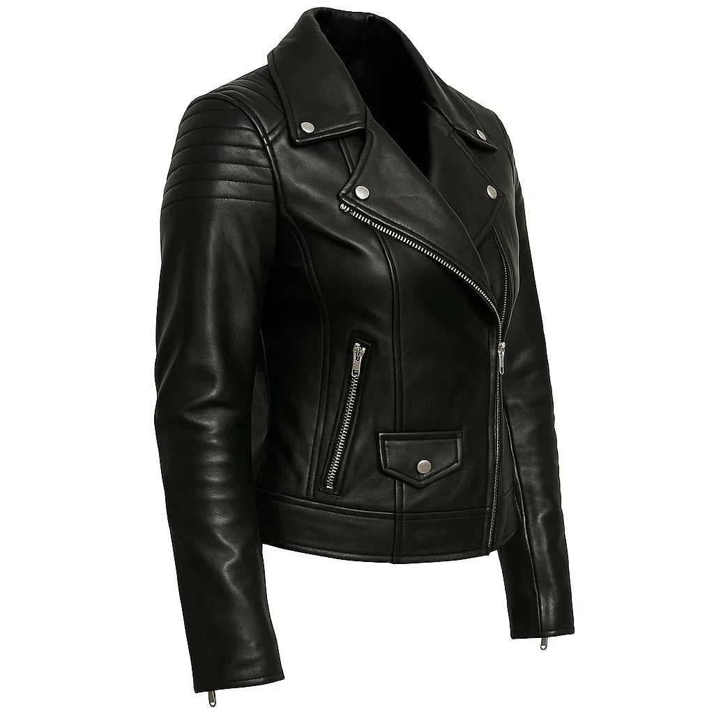 Black Asymmetrical Zipper Biker Jacket Black Asymmetrical Zipper Biker Jacket