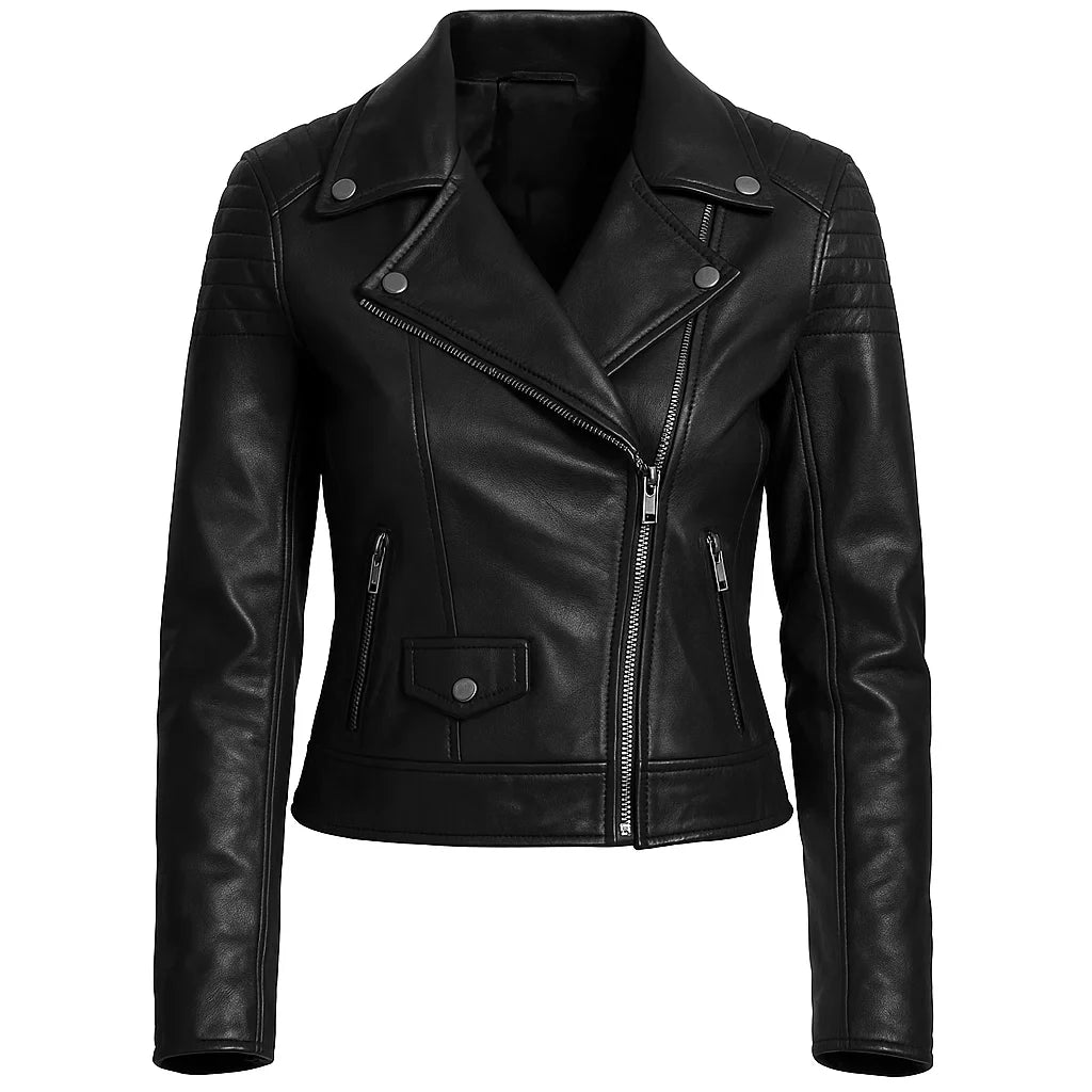 Black Asymmetrical Zipper Biker Jacket Black Asymmetrical Zipper Biker Jacket