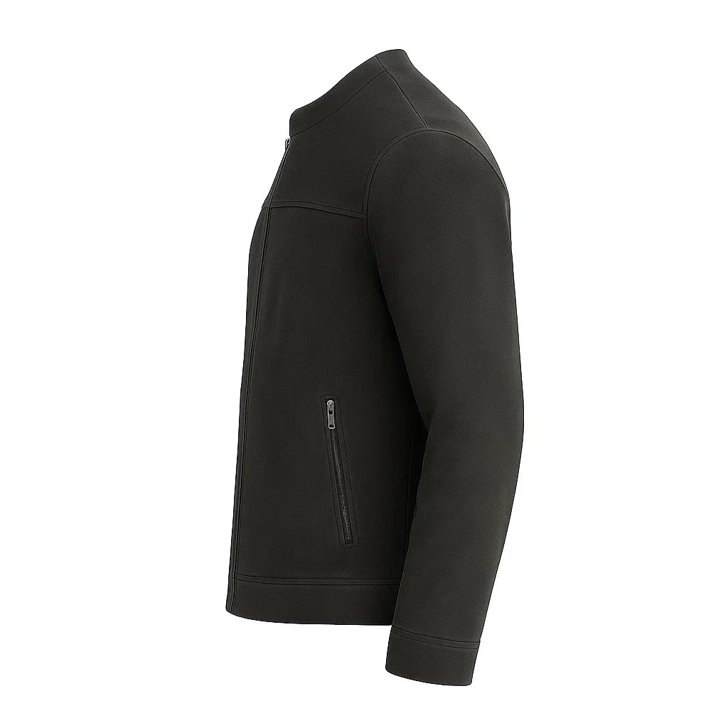 Charcoal Grey Minimal Biker Suede Jacket Charcoal Grey Minimal Biker Suede Jacket