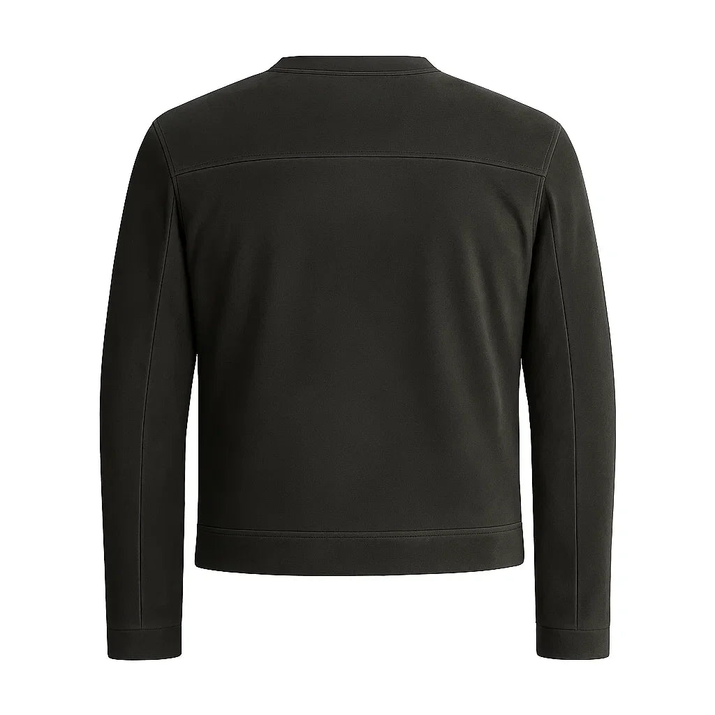 Charcoal Grey Minimal Biker Suede Jacket Charcoal Grey Minimal Biker Suede Jacket
