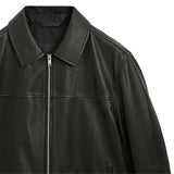 Classic Men's Black Shirt Collar Leather Jacket Classic Men's Black Shirt Collar Leather Jacket