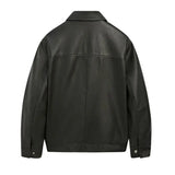 Classic Men's Black Shirt Collar Leather Jacket Classic Men's Black Shirt Collar Leather Jacket