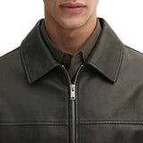 Classic Men's Black Shirt Collar Leather Jacket Classic Men's Black Shirt Collar Leather Jacket