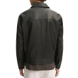 Classic Men's Black Shirt Collar Leather Jacket Classic Men's Black Shirt Collar Leather Jacket