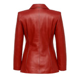 Classic Women Red Leather Blazer Classic Women Red Leather Blazer