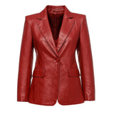 Classic Women Red Leather Blazer Classic Women Red Leather Blazer