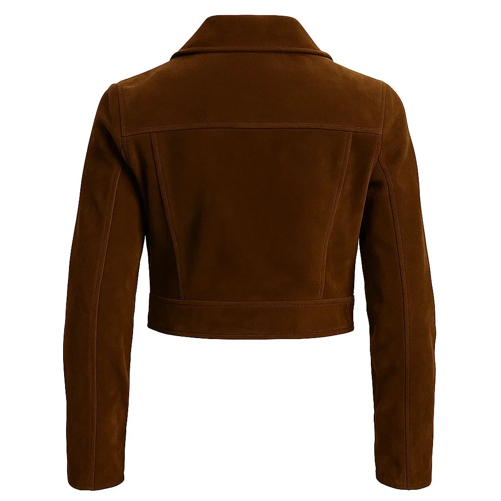 Cropped Biker Brown Suede Jacket Cropped Biker Brown Suede Jacket