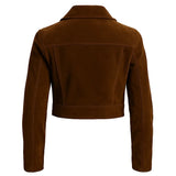 Cropped Biker Brown Suede Jacket Cropped Biker Brown Suede Jacket