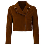 Cropped Biker Brown Suede Jacket Cropped Biker Brown Suede Jacket