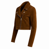 Cropped Biker Brown Suede Jacket Cropped Biker Brown Suede Jacket