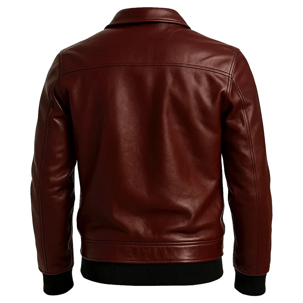 Deep Maroon Cafe Racer Jacket Deep Maroon Cafe Racer Jacket
