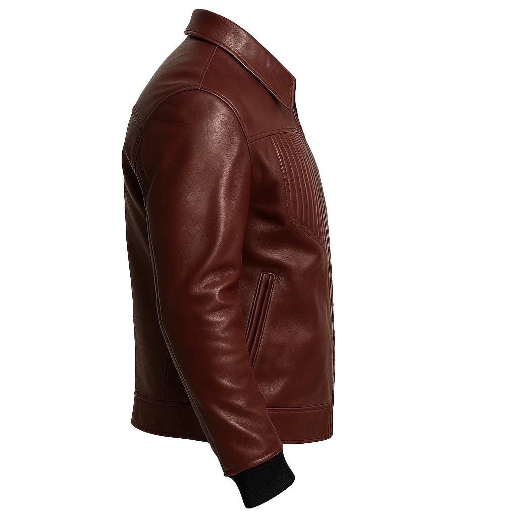 Deep Maroon Cafe Racer Jacket Deep Maroon Cafe Racer Jacket