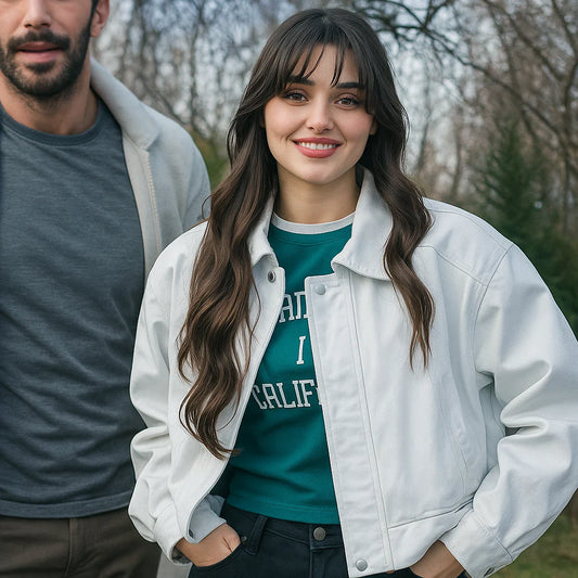 Günes Reminder White Leather Jacket