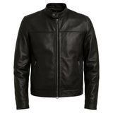 Futuristic Plain Black Cafe Racer Jacket Futuristic Plain Black Cafe Racer Jacket