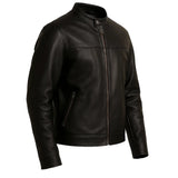 Futuristic Plain Black Cafe Racer Jacket Futuristic Plain Black Cafe Racer Jacket