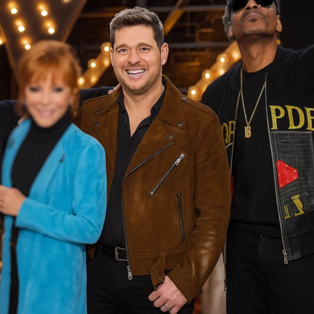 Michael Buble The Voice S28 Brown Suede Jacket Michael Buble The Voice S28 Brown Suede Jacket