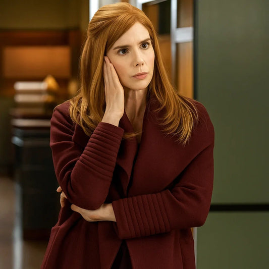 Sarah Rafferty My Life with the Walter Boys S02 Burgundy Coat