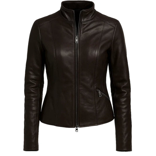 Slim Fit Women Brown Jacket