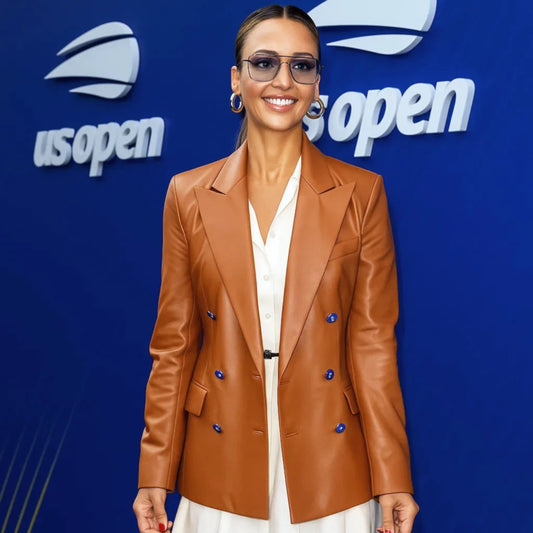 Jessica Alba US Open Leather Blazer