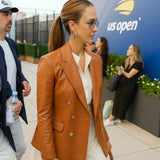 Jessica Alba US Open Leather Blazer Jessica Alba US Open Leather Blazer