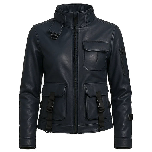 Women Military Leather Jacket
