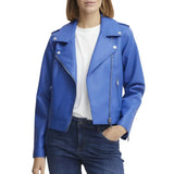 Ladies Real Lambskin Light Blue Moto Jacket Ladies Real Lambskin Light Blue Moto Jacket