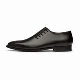 Black Wholecut Oxford Leather Shoes with Side Lacing Black Wholecut Oxford Leather Shoes with Side Lacing