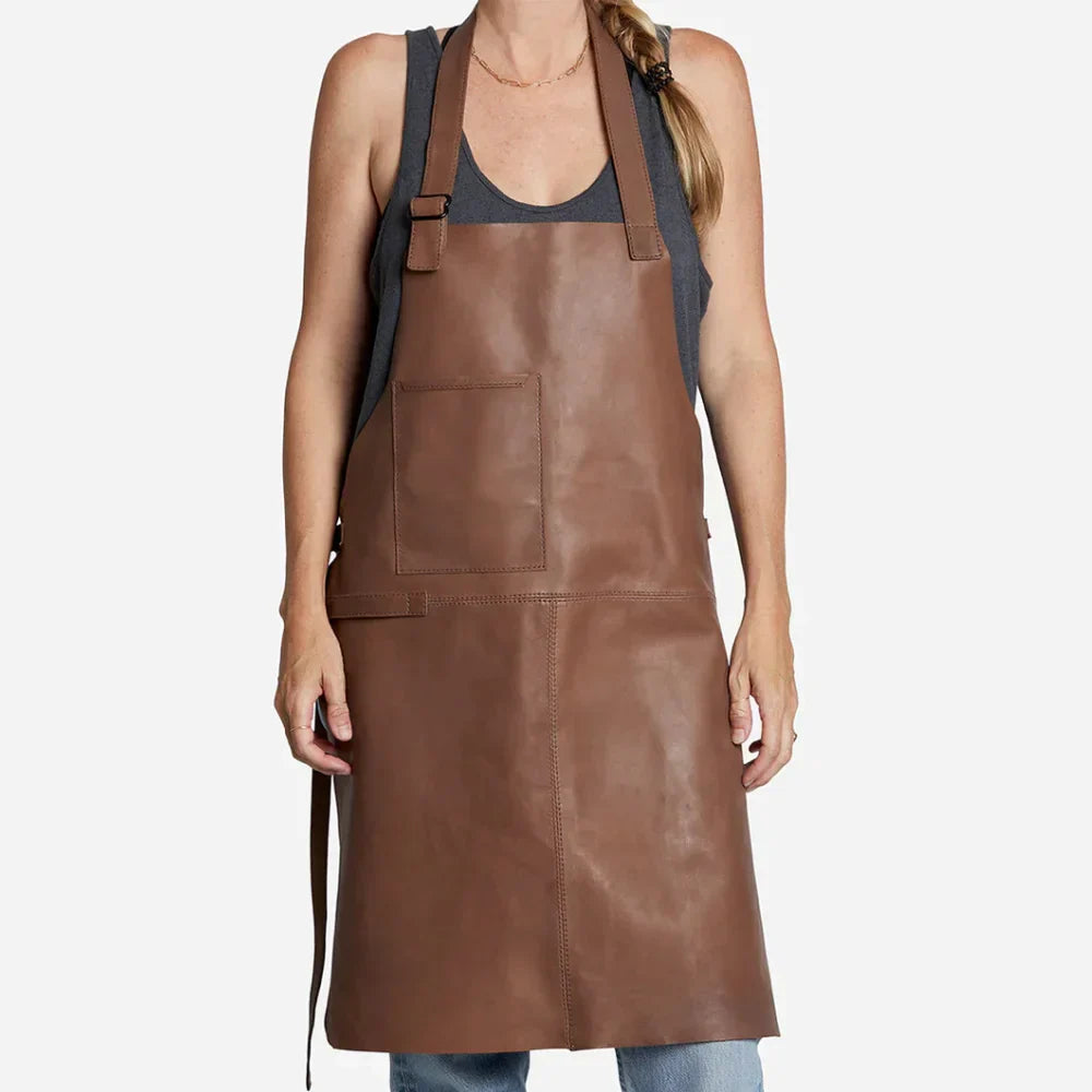 Genuine Brown Leather Apron for Home, Work, and Outdoor Activities Genuine Brown Leather Apron for Home, Work, and Outdoor Activities