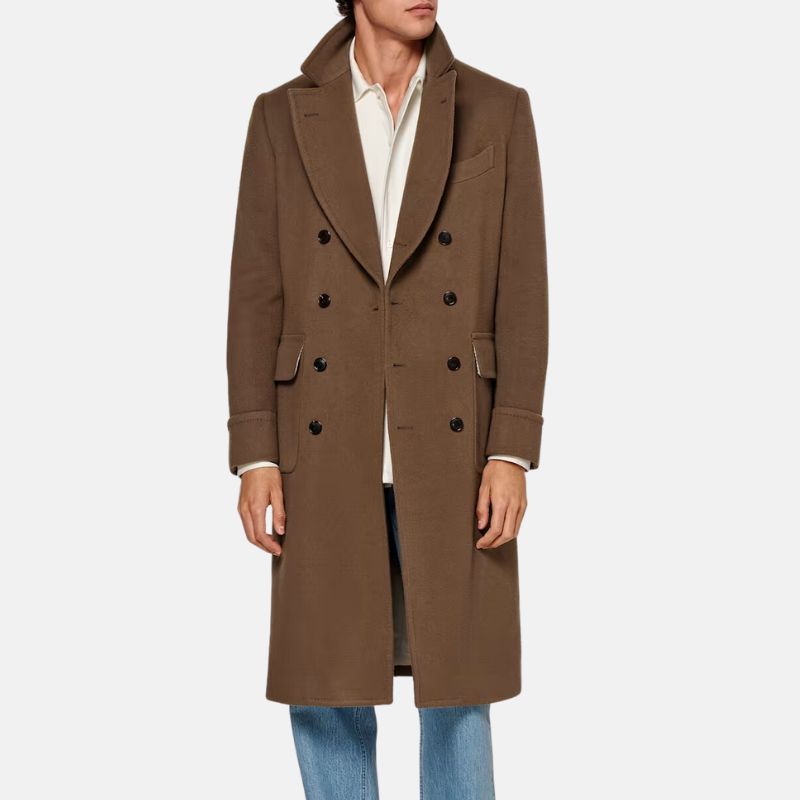 Dark Brown Double Breasted Trench Wool Coat Mens Dark Brown Double Breasted Trench Wool Coat Mens