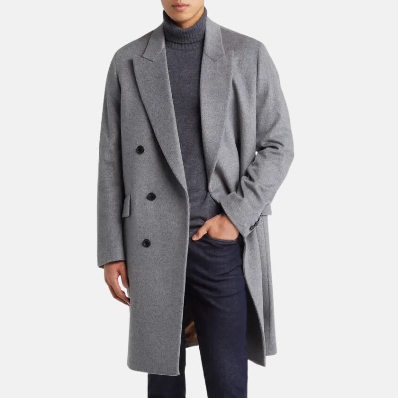 Grey Double Breasted Wool Coat Mens Grey Double Breasted Wool Coat Mens