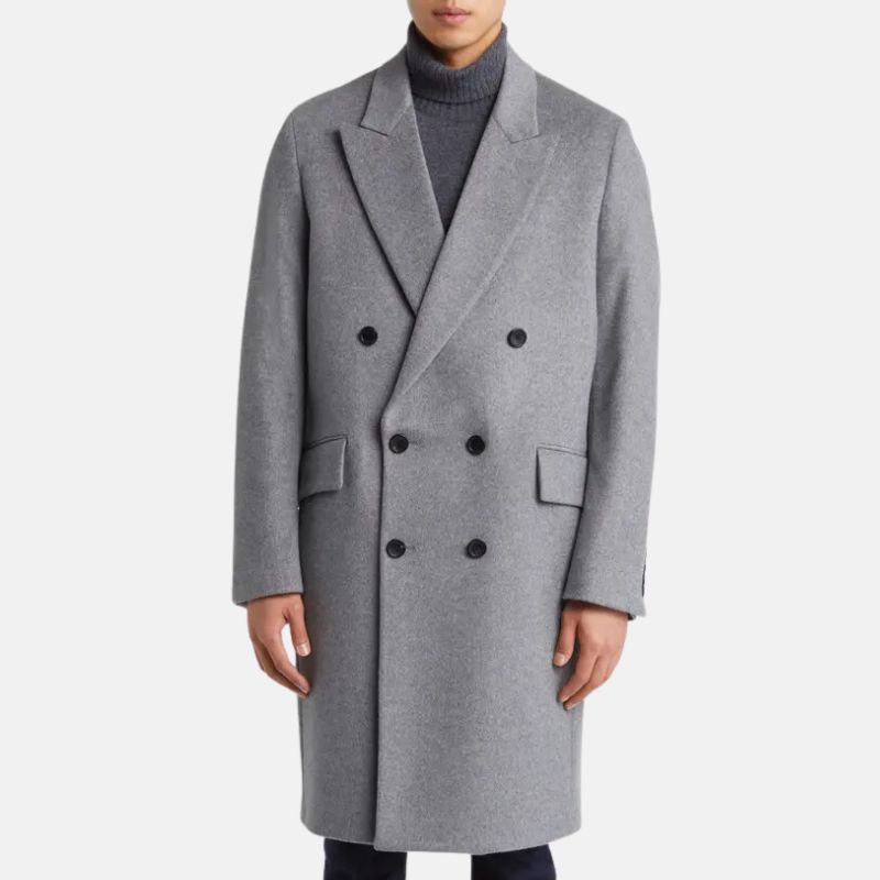 Grey Double Breasted Wool Trench Coat Mens Grey Double Breasted Wool Trench Coat Mens