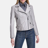 Grey Leather Womens Biker Jacket Grey Leather Womens Biker Jacket