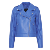 Ladies Lambskin Light Blue Moto Jacket Ladies Lambskin Light Blue Moto Jacket