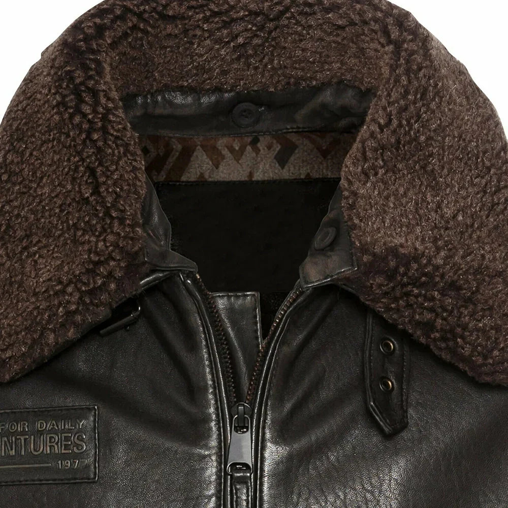 Men’s Brown Fur Collar B3 RAF Sheepskin Jacket