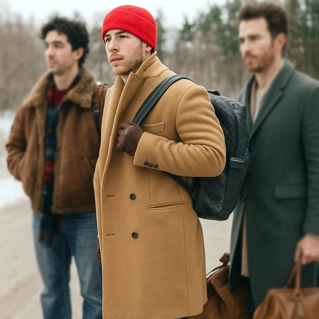 A Very Jonas Christmas Movie Nick Jonas Brown Coat