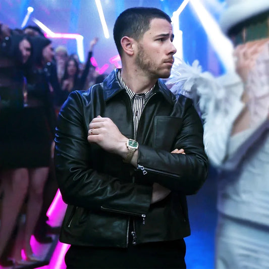 A Very Jonas Christmas Movie Nick Jonas Leather Jacket