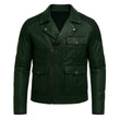 Asymmetrical Dark Green Cafe Racer Jacket