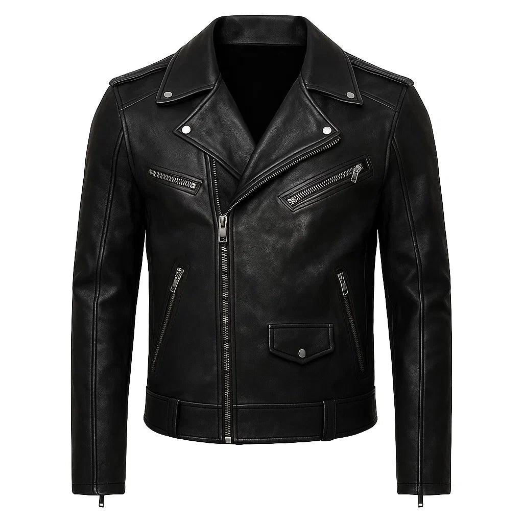 Black Urban Biker Leather Jacket