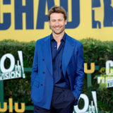 Chad Powers Premiere 2025 Glen Powell Blue Blazer