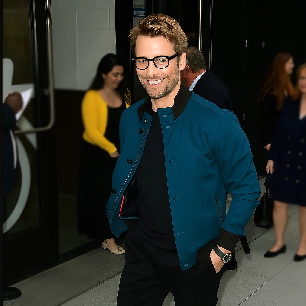 Good Morning America 2025 Glen Powell Blue Jacket