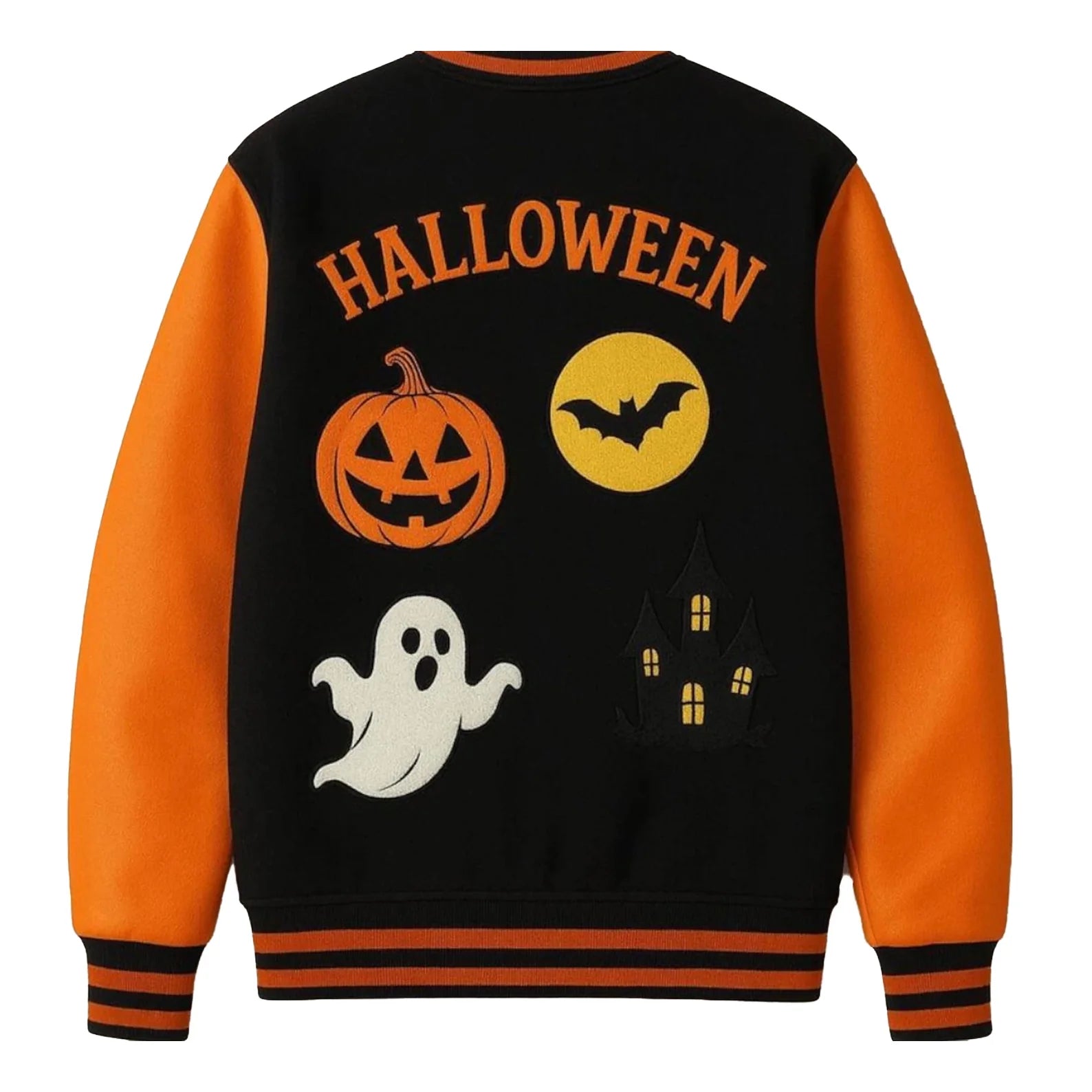 Halloween Pumpkin Haunted House Varsity Jacket