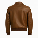 Men Brown Bomber Leather Jacket