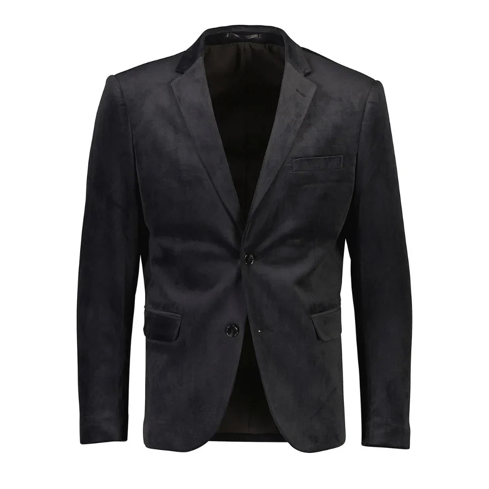 Men's Modern Fit Suede Sport Coat Blazer Black