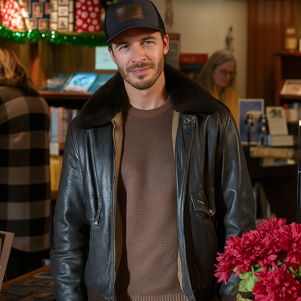 A Cherry Pie Christmas Mitch Henriksen Black Leather Jacket