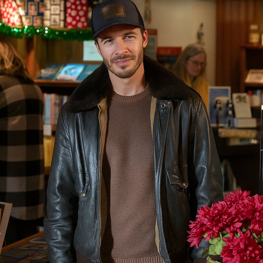 A Cherry Pie Christmas Mitch Henriksen Black Leather Jacket
