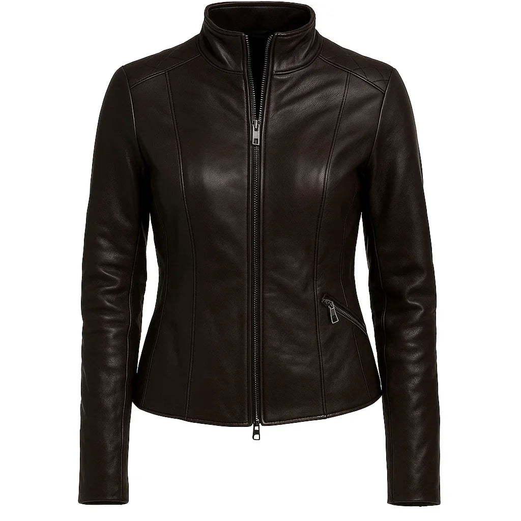 Slim Fit Women Brown Jacket