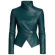 Women Asymmetric Wrap Leather Jacket